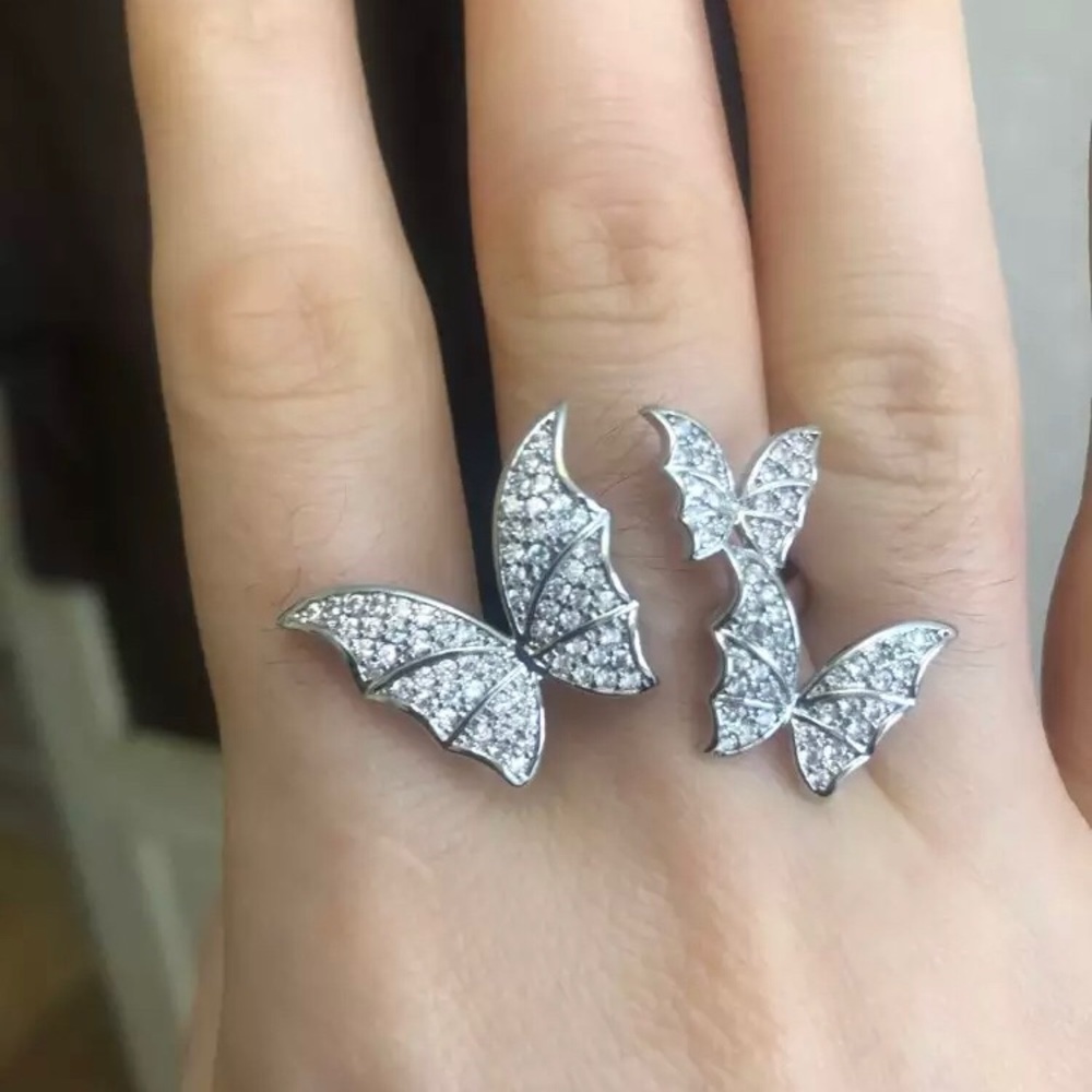 Silver butterfly adjustable ring - Picture 4 of 9